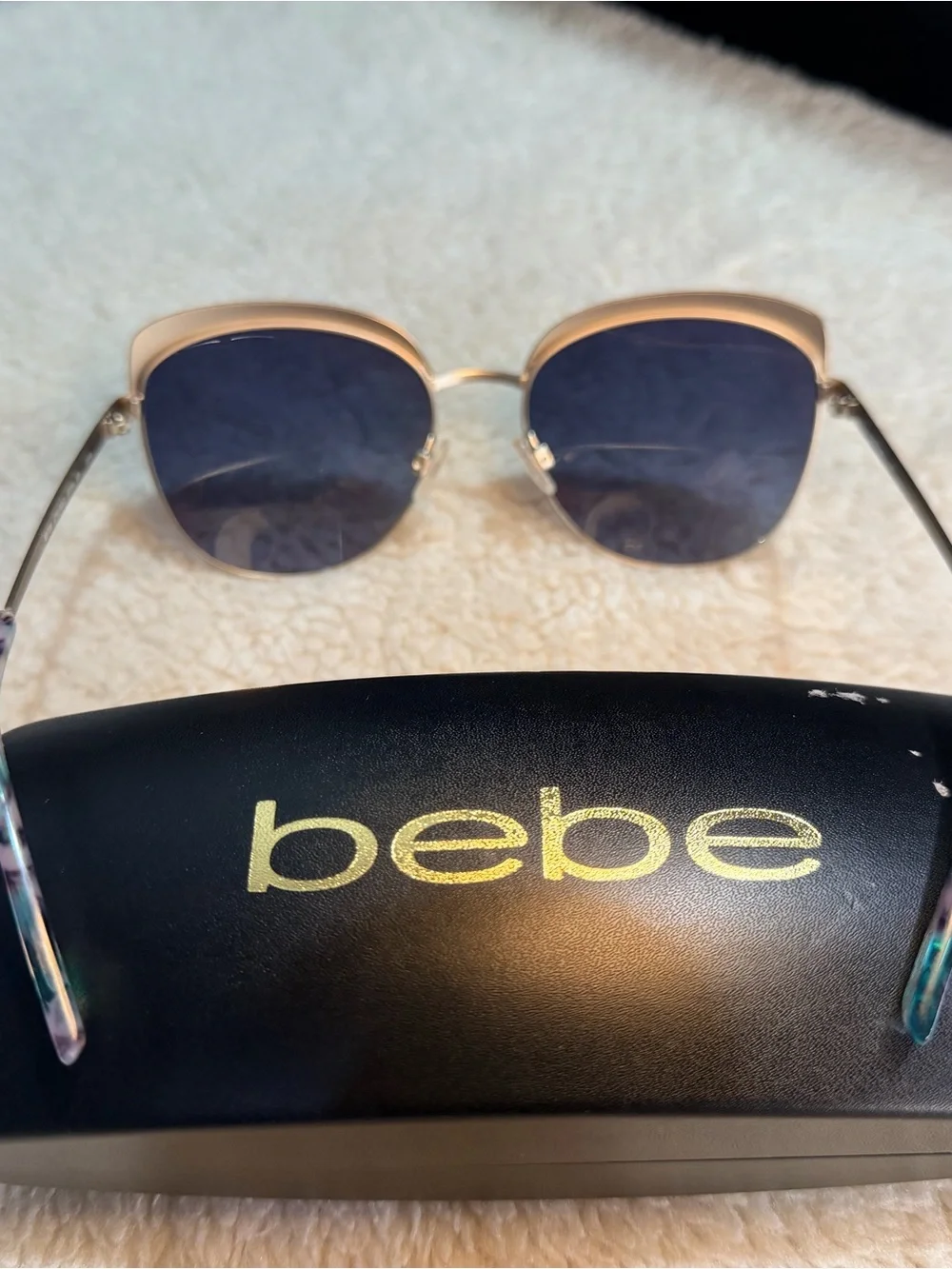 73. NEW bebe Gold Frame Sunglasses with Black Trim and Brown Lenses